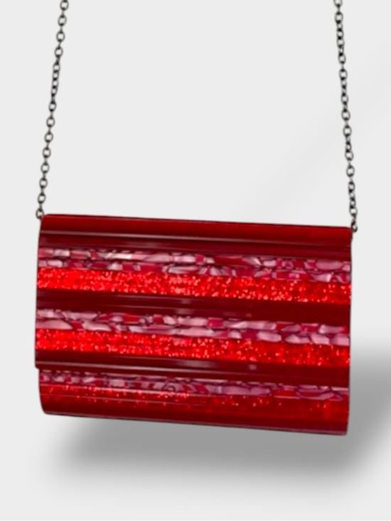 Kurt Geiger Handbags - Kurt Geiger 🪢 Red Stripe Perspex Party Clutch